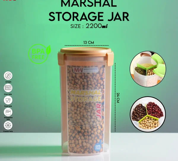 Marshal Storage Jar – 3 In 1 Jar – 3 Portion Storage Jar (2200 Ml)